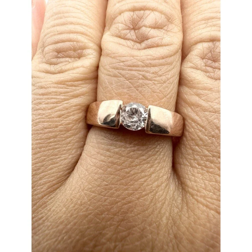 925 Sterling Silver Rose Gold Plated Ring Size 6.75